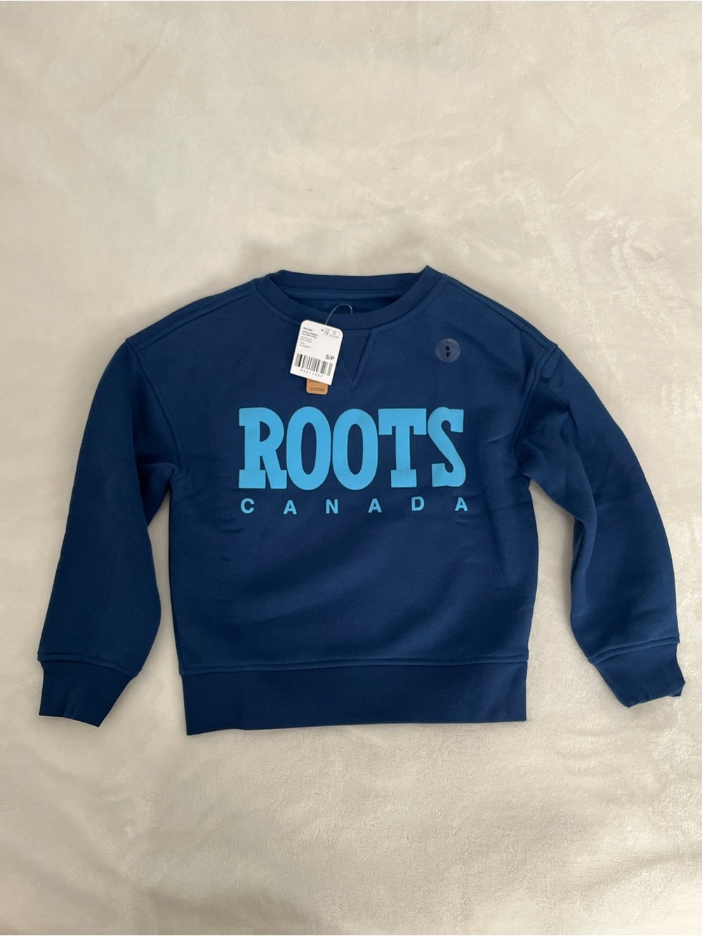 Roots Navy Sweatshirt with Light Blue Logo and Sweatpants